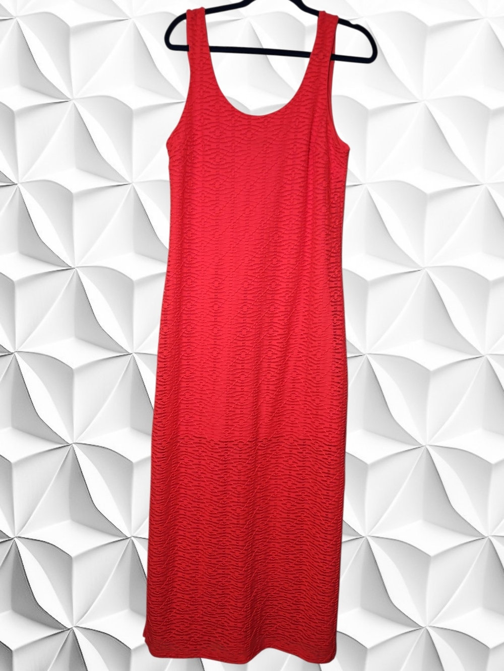 ​Apt. 9 Red Textured Sleeveless Maxi Dress - Size M - Scoop Neck Lined Column